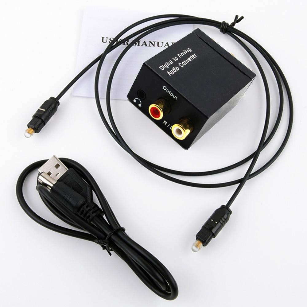 Optical Digital Stereo Audio SPDIF Toslink Coaxial Signal To Analog Converter DAC Jack 2*RCA Amplifier Decoder Adapter