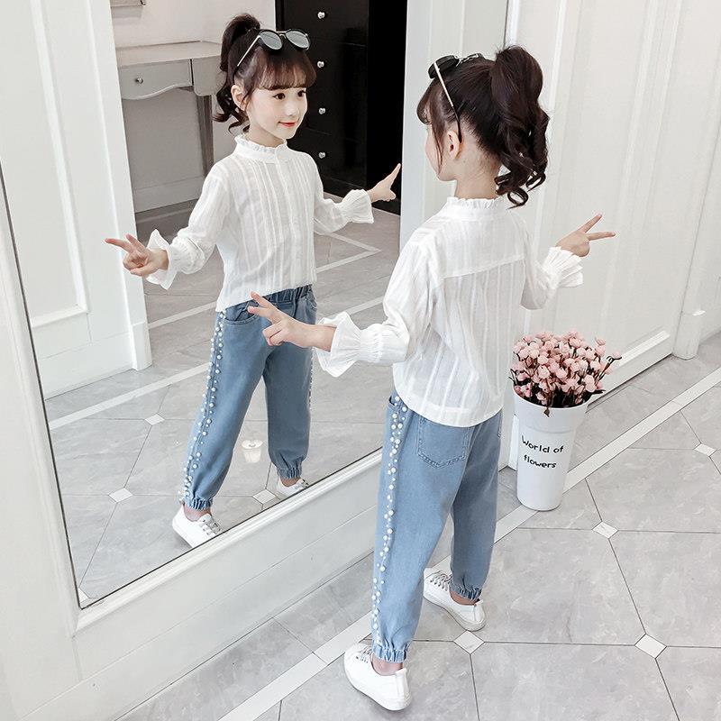 ¡Primavera otoño ! Vaqueros infantiles para niñas, encantadores pantalones de tela vaquera, pantalones vaqueros informales para niñas adolescentes para 4, 6, 8, 10, 12 y 14.