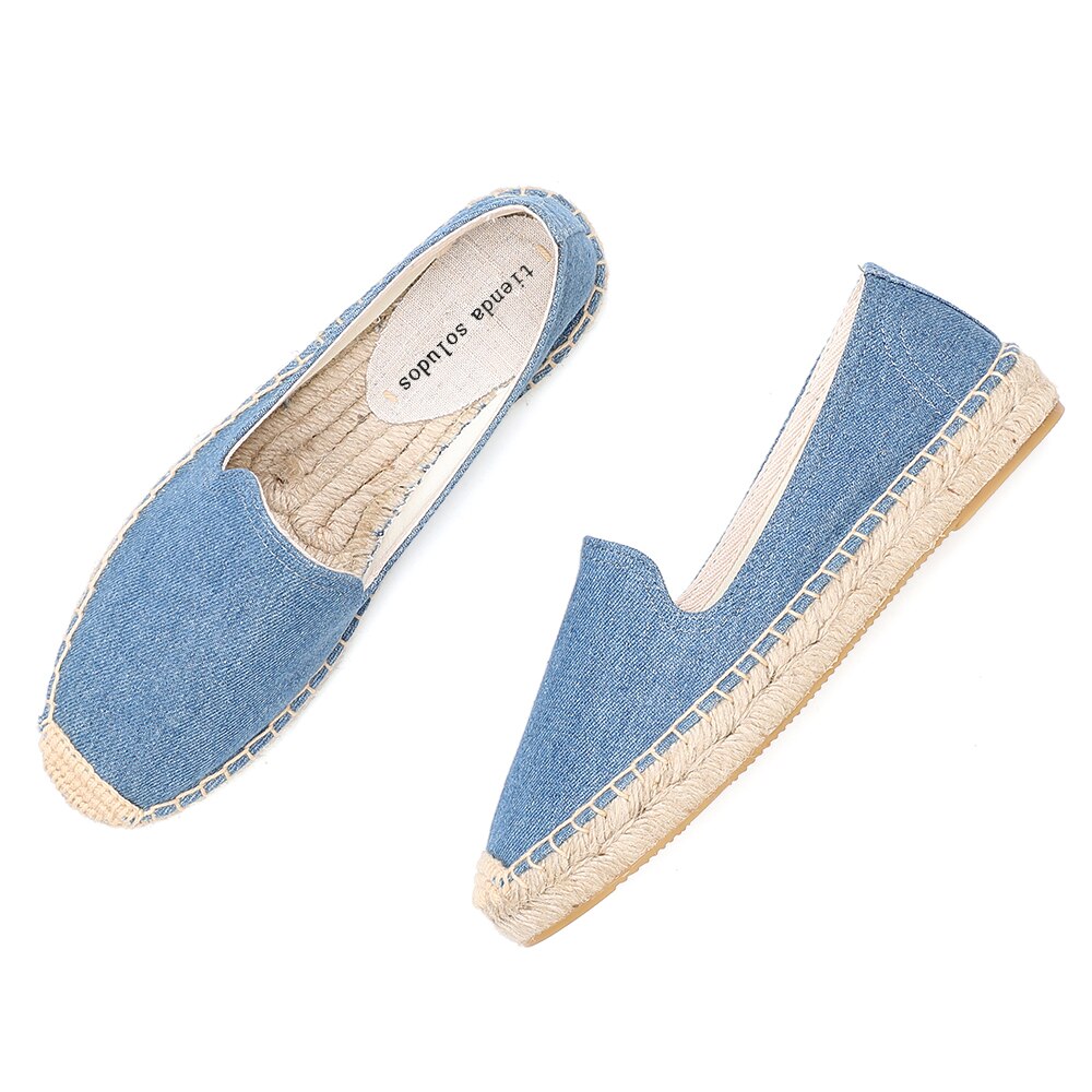 Alpargatas informales de tela vaquera para Mujer, Zapatillas de deporte de lino con dibujos animados, ,