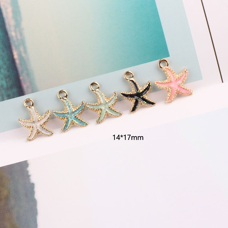 15pcs Cute Starfish Conch Sea Shell Charms Pendants Ocean Style Anklet Bracelet Necklace Jewelry DIY Craft Accessories