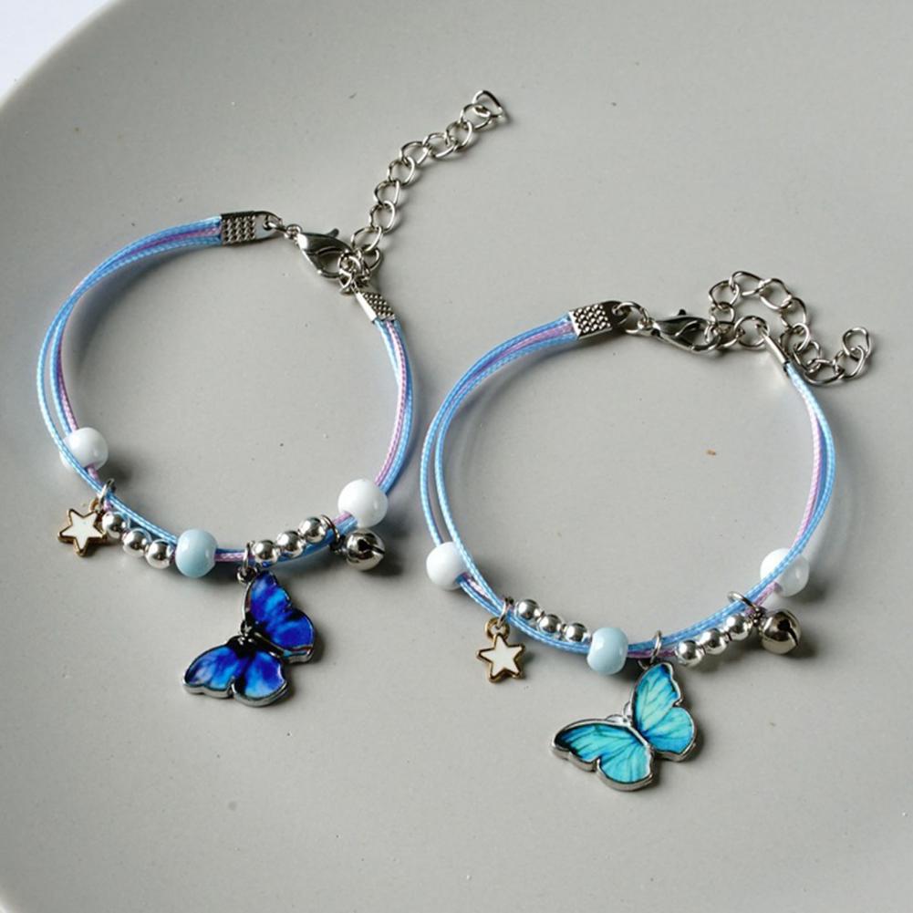 Couple Bracelet Butterfly Star Bell Multilayer Men Women Braid Rope Bracelet Bangle for Woman Birthday Anniversary