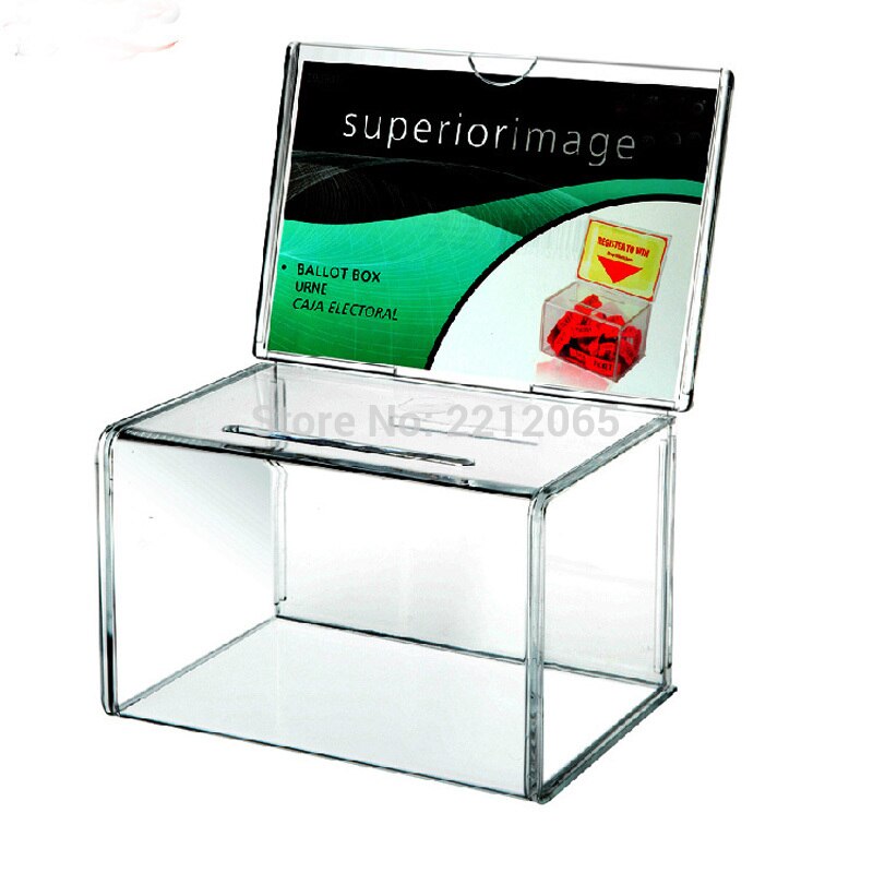 Counter Acrylic Perspex Entry Collection Box,Perspex Raffle Box for Church,Non-profitable Group,Charity (without Keylock)