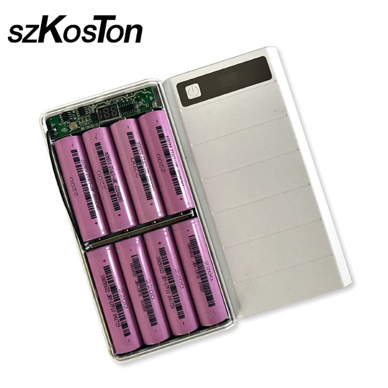 Diy 8 batterijlader powerbank box plastic behuizing type 18650 micro dubbele usb-poort display powerbank box zonder batterij