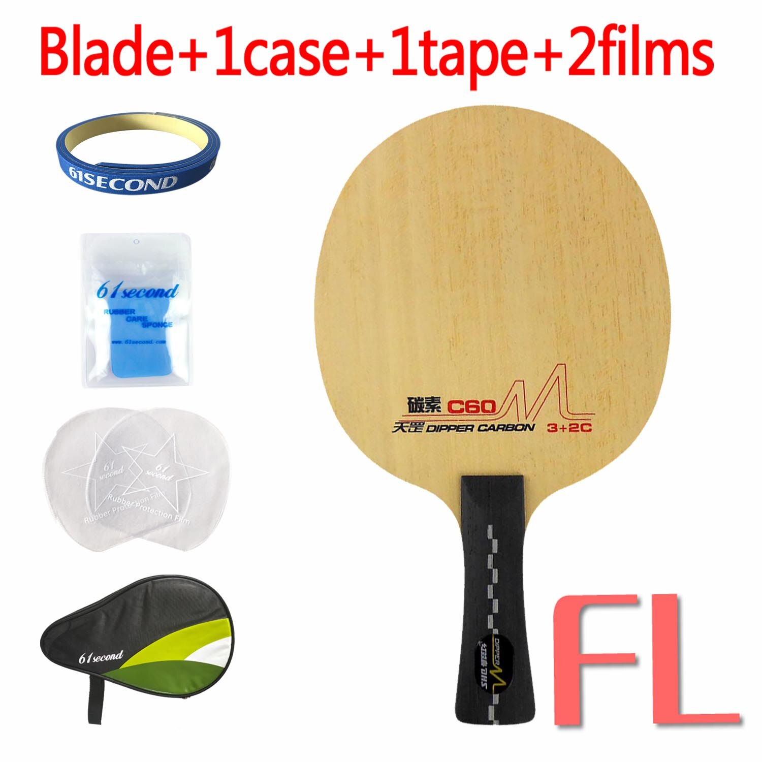 Original DHS DM.C60 DIPPER CARBON Quick Attack Plus Loop Table Tennis PingPong Blade Shakehand-FL Long Handle: FL with HM case