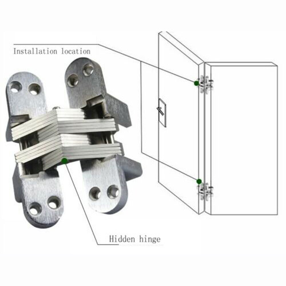 Bisagras invisibles para muebles, bisagra cruzada oculta, puerta de armario, cajas de madera para ventana plegable, 2 uds.