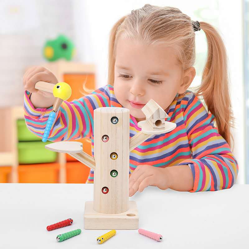 Preschool Kids Early Learning Educatief Speelgoed Specht Vangen Wormen Game Magnetische 3D Puzzel Houten Speelgoed Voor Kinderen Baby