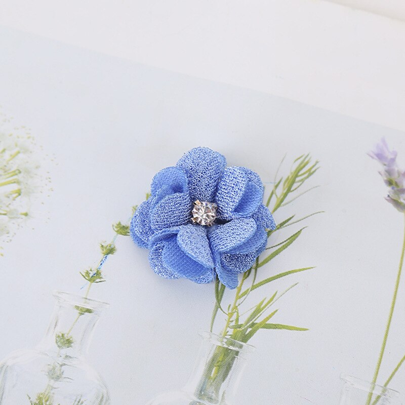 10 stks/partij Multi Kleuren Handgemaakte Kleine Stof Satijnen Bloemen met Rhinestone Applicaties Naaien Bruiloft Kleding Accessoires Bloemen: 7