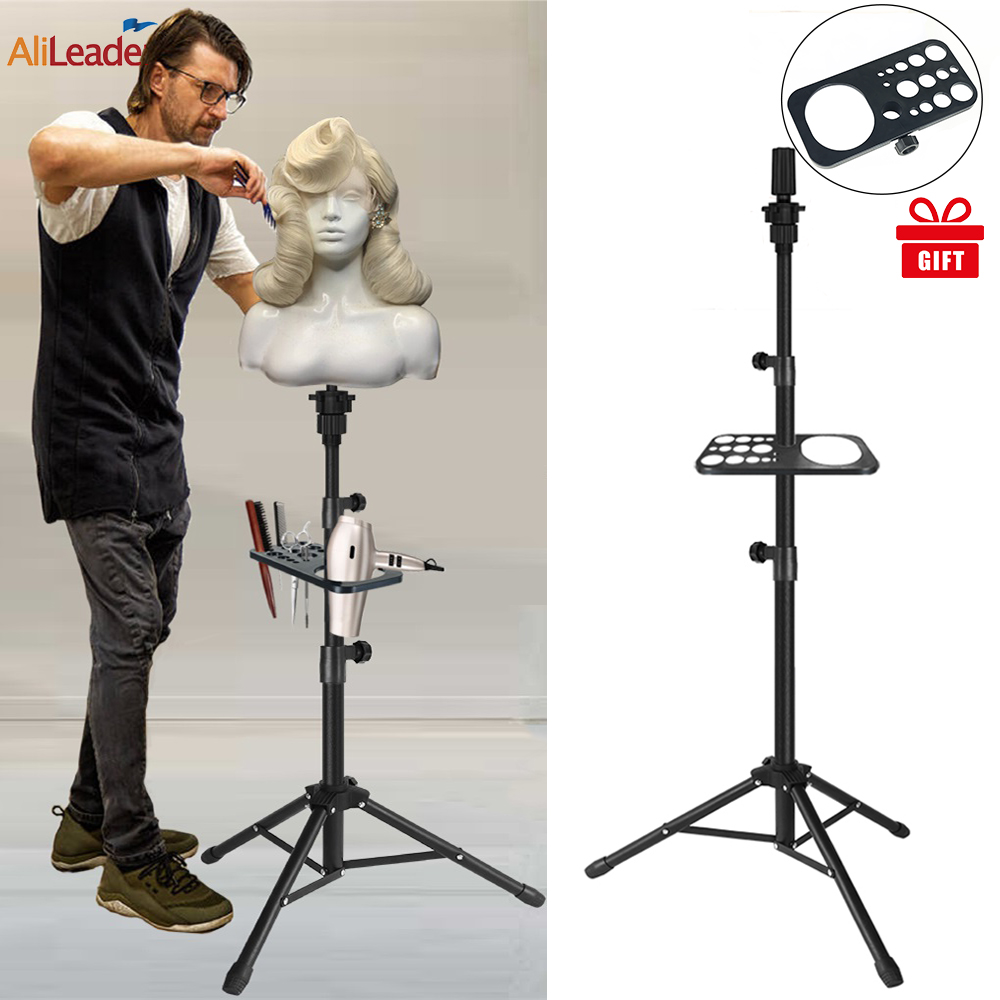 soporte para pelucas con bandeja para trípode para peluca, cabeza de lona para hacer peluca, cabeza de maniquí para exhibición de peluca, cabeza de muñeca para formación en peluquería