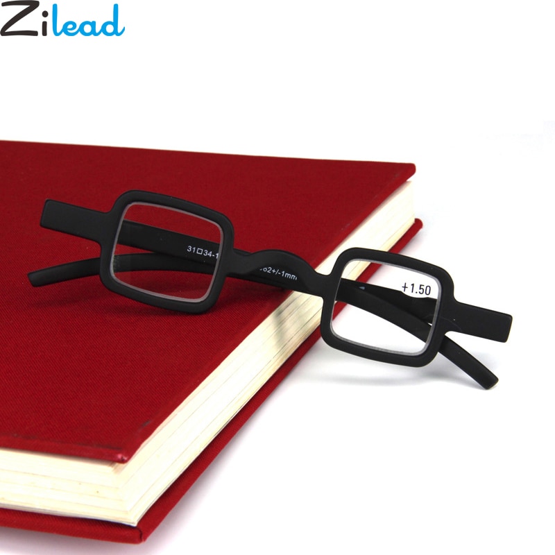 Zilead Mini Pequeno Quadro Quadrado Óculos de Leitura Clássicos Preto Limpar Lens Óculos Para Presbiopia Eyewear For Women & Men + 1.5 + 2.0 + 2.5