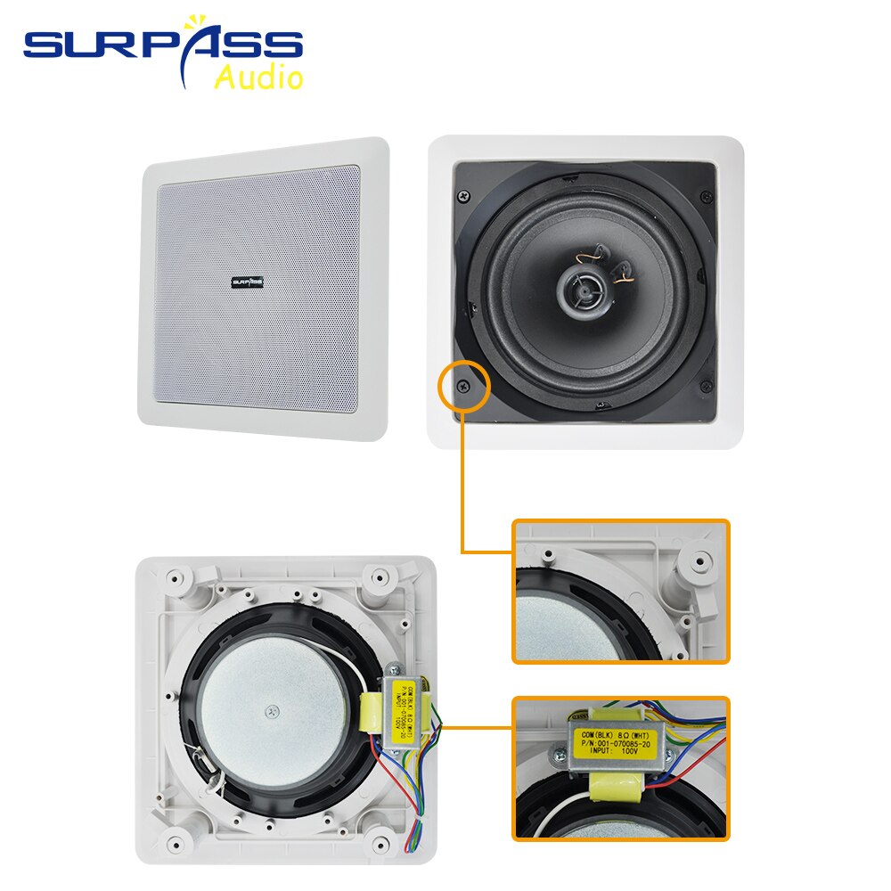 40W Wall-mounted Ceiling Speaker Public Address Broadcast Home Theater Sound System Coxial Stereo HiFi Roof Loudspeaker