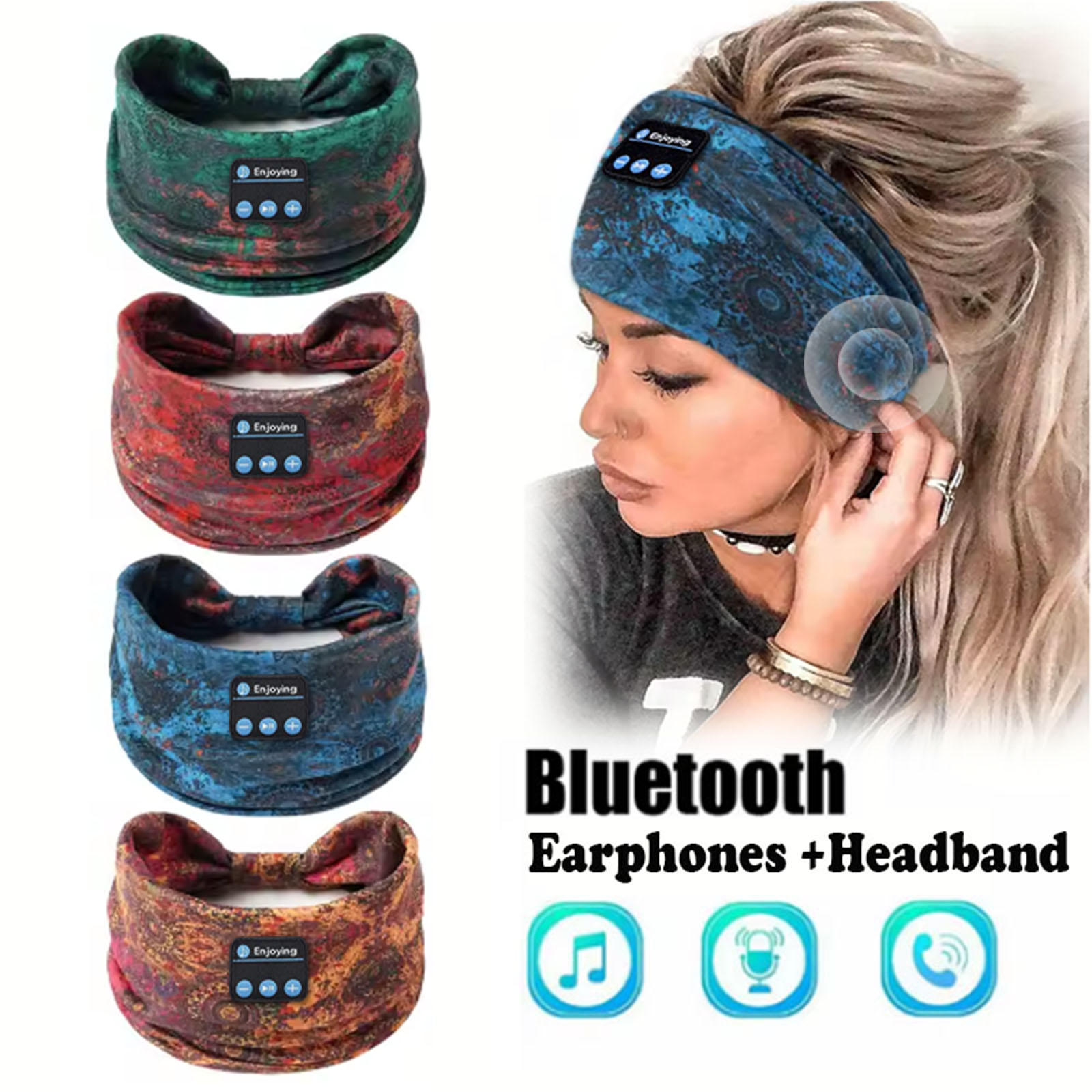 Bluetooth-Kopfhörer, Sport, Schlafen, Stirnband, elastisch, kabellose Kopfhörer, Musik, Augenmaske, kabelloses Headset, Boho-Stirnband, Yoga, Arbeit