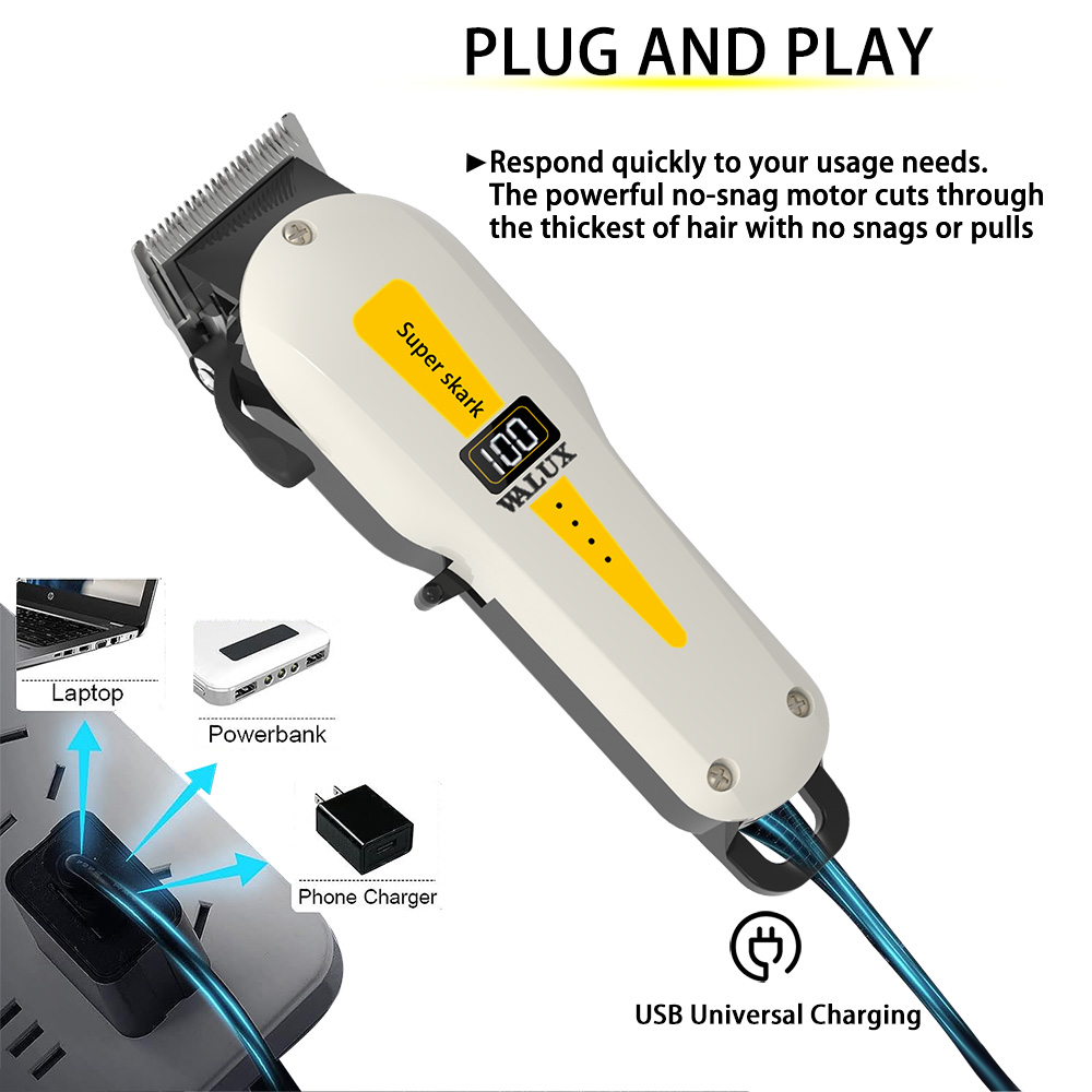 Professionele Kapper Tondeuse Lithiumbatterij USB Oplaadbare Trimmer LCD Display Thuis Mannen Baard Scheerapparaat Haar Snijmachine