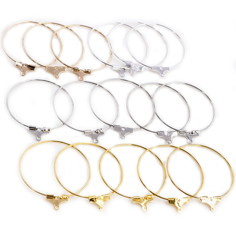 30 Uds 20 25 30 35 40 45mm pendientes de aro hallazgos círculo grande aros de alambre para oreja pendientes para DIY joyería suministros Accesorios