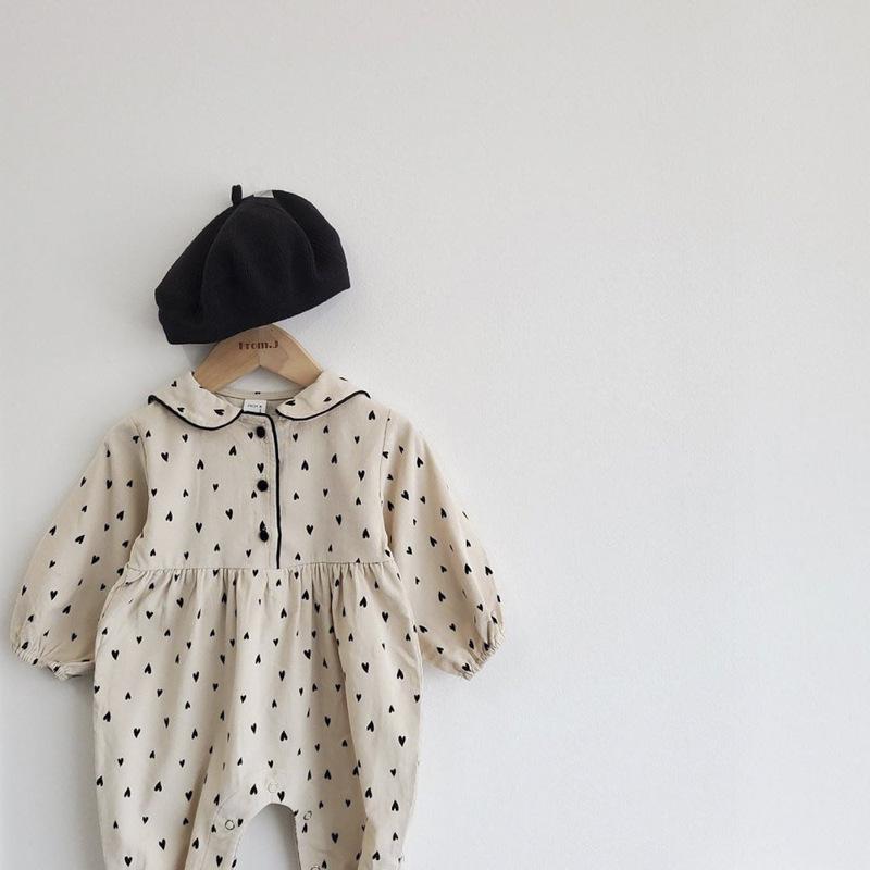 5515 Popular Baby Girl Corduroy One Piece Clothes Autumn Winter Double Layer Baby Boys Climbing Clothes 0-24M Bodysuit: beige / 6M