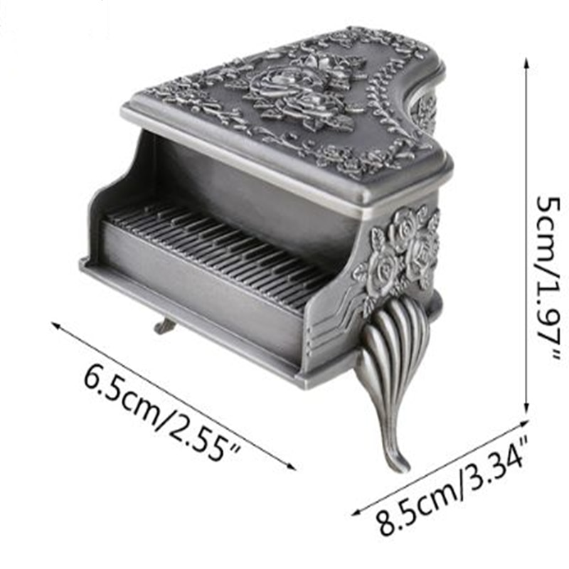 Vintage Piano Sieraden Doos Versierd Met Rose Sculptuur (Grote Piano)