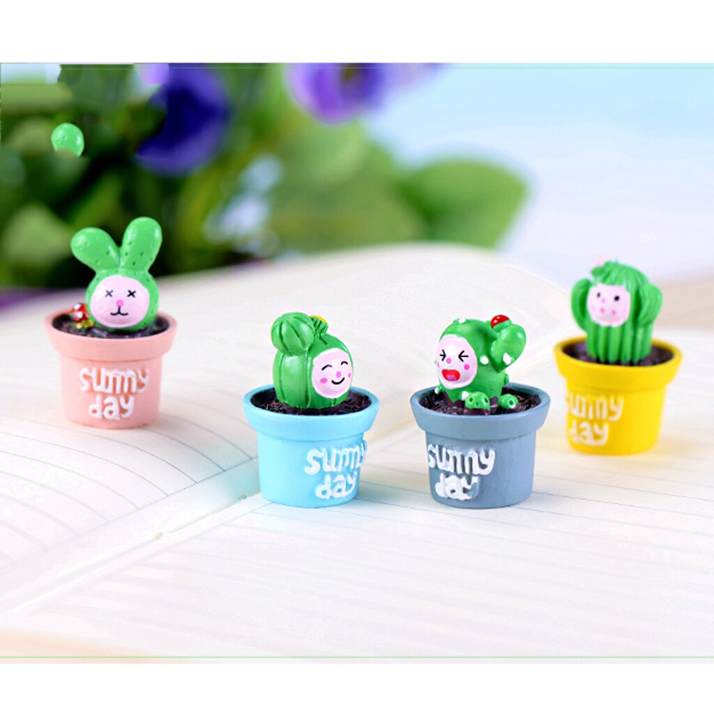Cactus Artificial Succulents Plants Resin Succulent Desk Decor 4