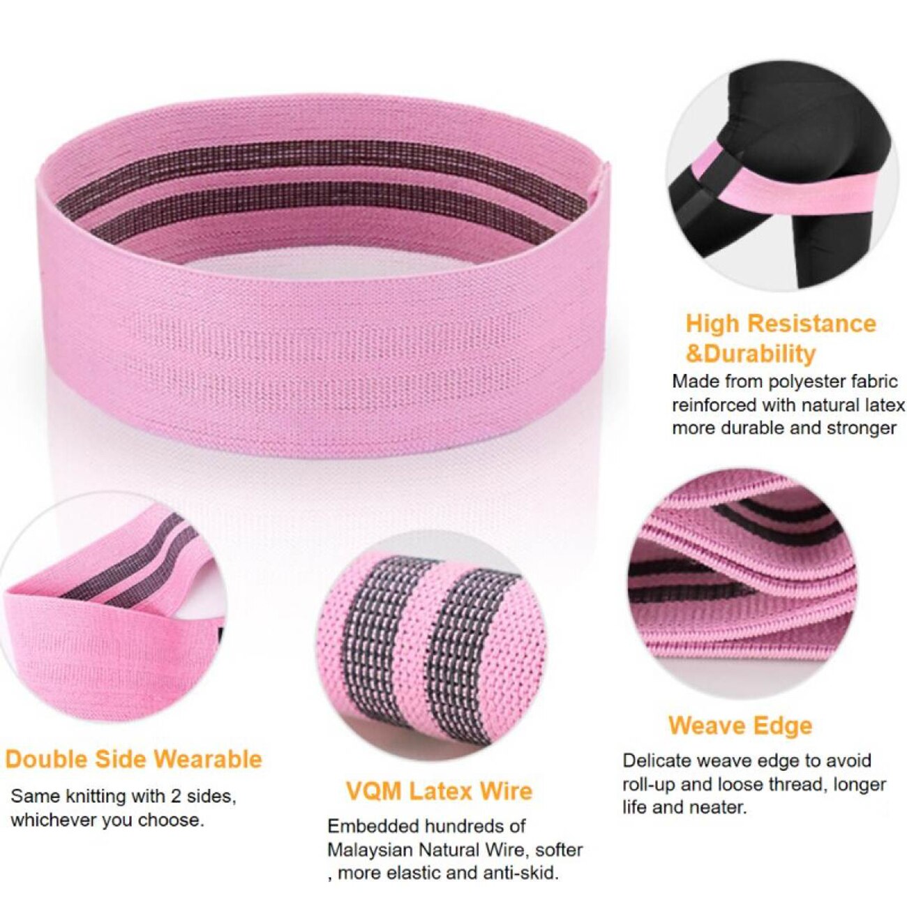 Resistance Bands Set,Fabric resistance bands booty band set gym equipment workout elastic rubber band for yoga sports fitness hi