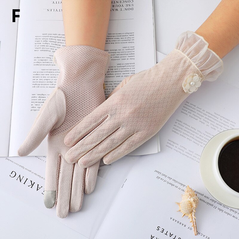 Mesh Breathable Gloves Outdoor UV-proof Riding Screen Show Party Household Summer Sun Protection Bike Cycling Mittens Guantes: F