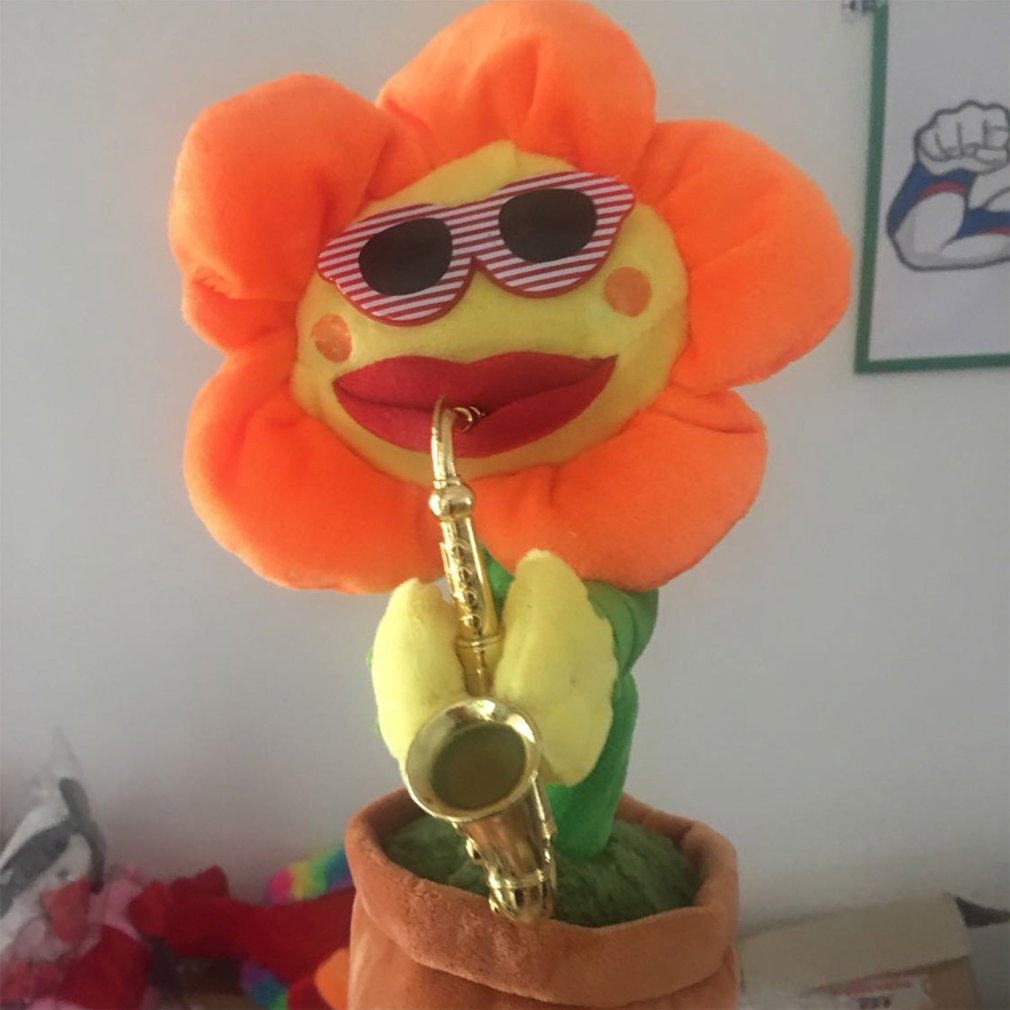 Singendes, tanzendes saxophon-sonnenblumen-spielzeug mit usb-ladefunktion