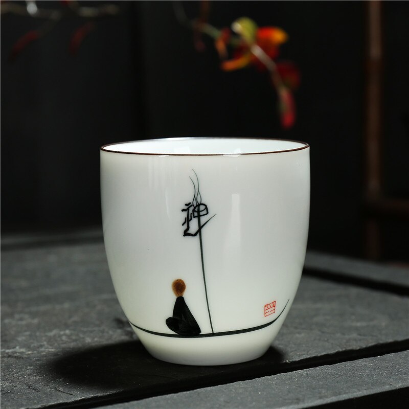 Chanshova tradicional estilo chinês 150ml sob vitrificado mão desenhada padrão cerâmica xícara de chá porcelana porcelana café copos g001: 2