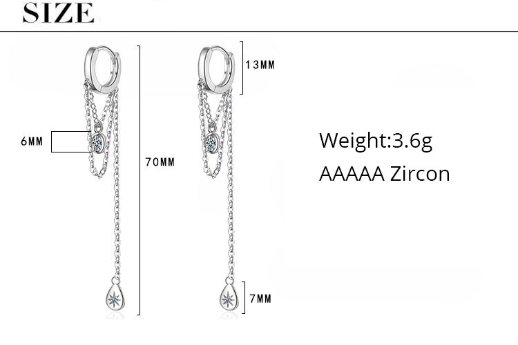 longue gland boucles d'oreilles pour femmes 925 argent Sterling Bling paillettes cubique zircone coréen Simple bijoux accessoires