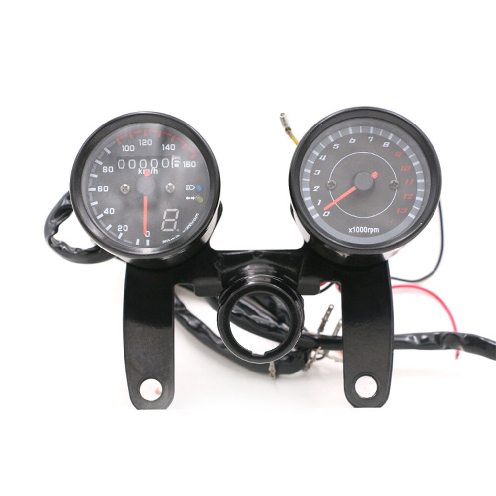 Odometer Universal Motorcycle Mechanical Speedometer DC 12V Dual Instrument Electronics Tachometer Guage for Honda Cg125 GN125: Model 1