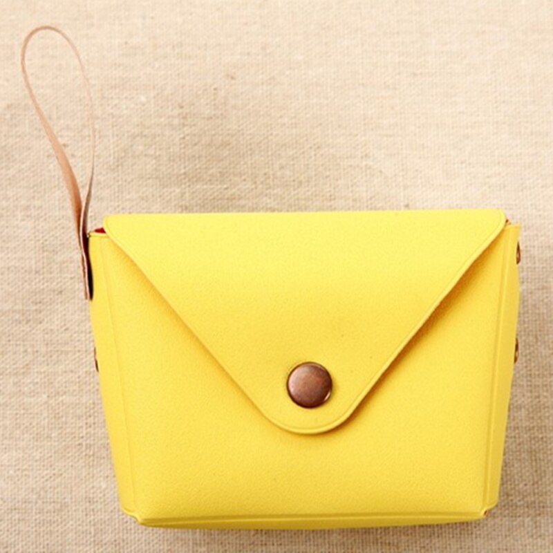 1Pc Pu Leer Mode Vrouwen Portemonnee Mini Draagbare Meisjes Portemonnee Handtas Key Case Candy Kleur: Yellow