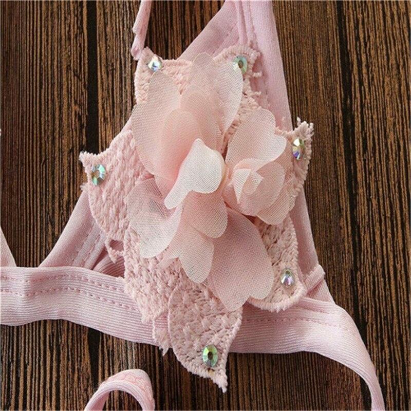 Traje de baño de flores para niñas, conjunto de Bikini a la , ropa de playa,
