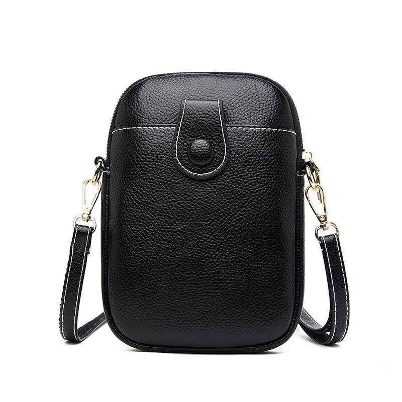 Mini Shoulder Bag Women PU Leather Crossbody Bag Mobile Phone Purse Wild Small Square Bag Travel Multifunction Handbag sac main: black