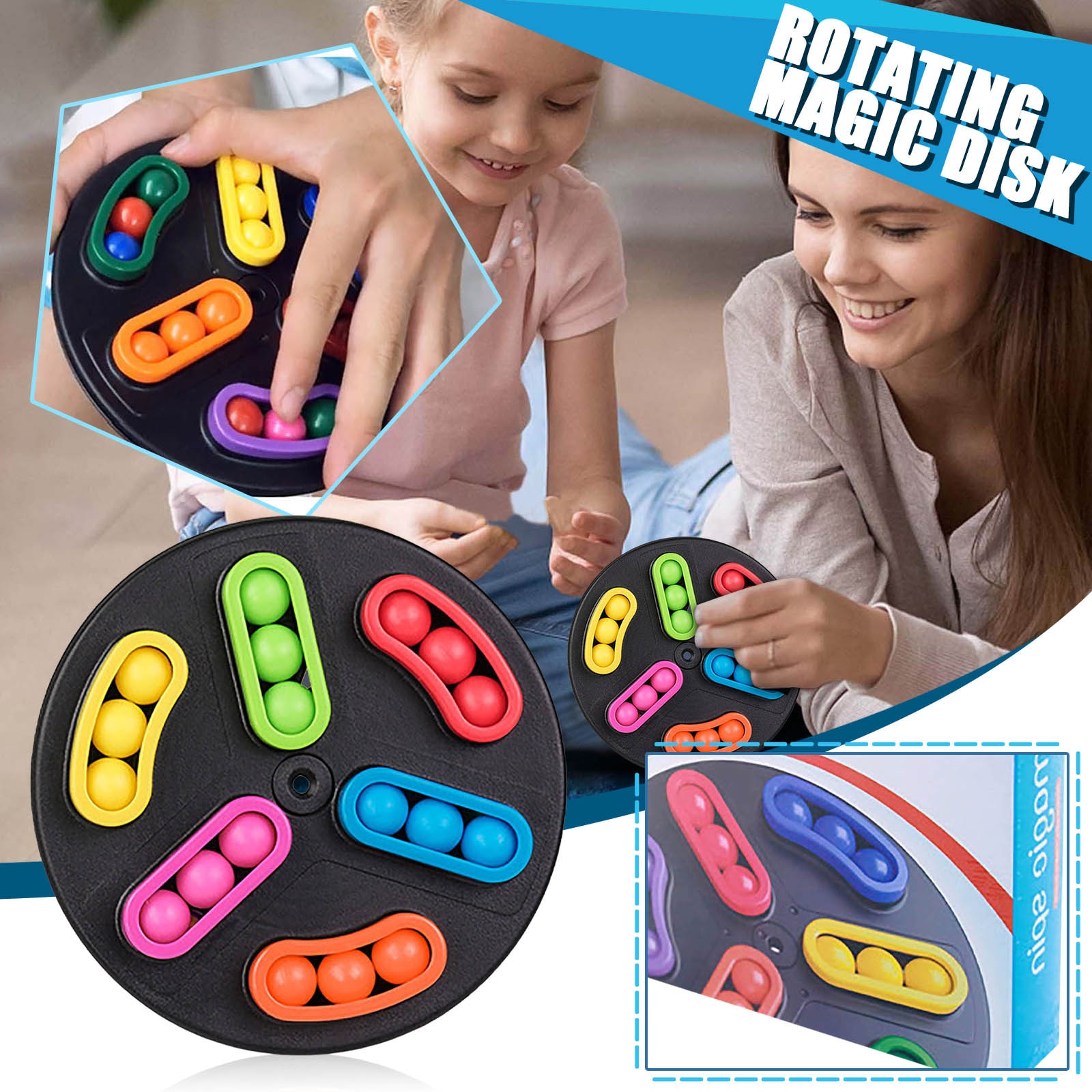 Magic Bean Board Cognitive Education Rotating Magic Bead Game Children's Toy Magic Bean Plate Fidget Bean Cube Anti Stress Toys