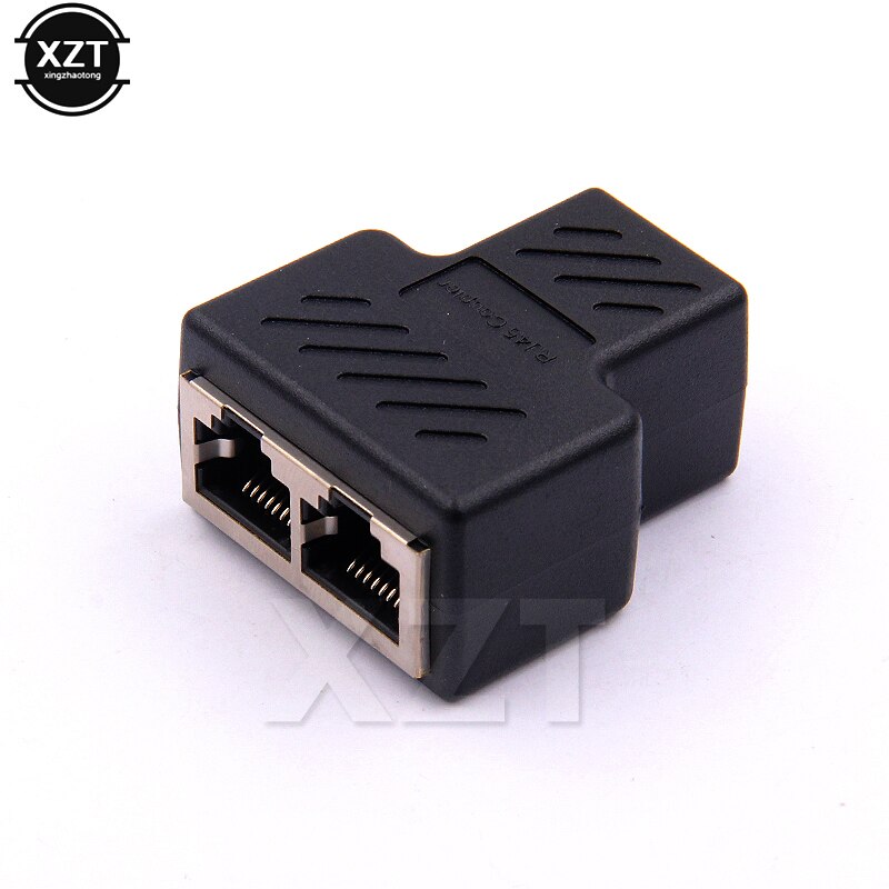 1 Naar 2 Manieren Netwerk Lan Kabel Ethernet Vrouwelijke Cat6 RJ45 Splitter Connector Adapter Utp Cat7 5e Conector Schakelaar Adapters koppeling: Black