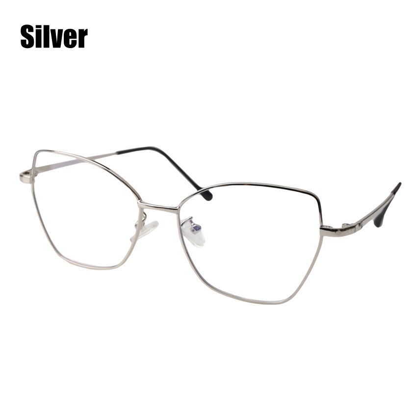 Soolala vlinderbril voor bijziendheid, groot montuur, damesbril met optisch montuur, verpakking van  -0.5 -0.75 -1.0 -1.25 to -4.0: Zilver