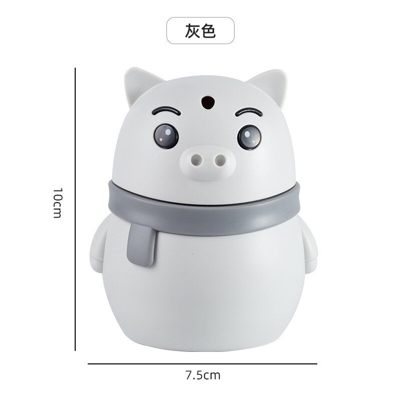 Distributeur automatique de cure-dents, hibou de dessin animé, conteneur de cure-dents de bureau: Pig-grey