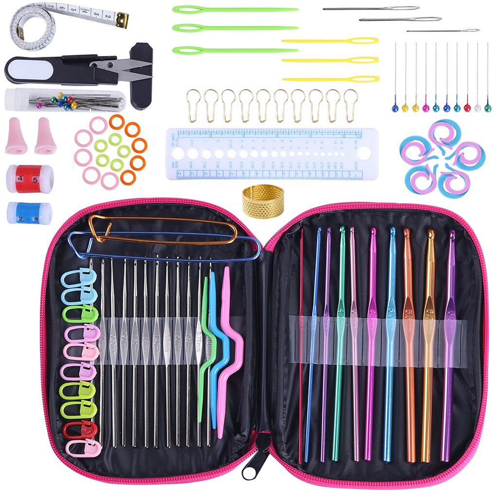 100pcs Crochet Hook Set Yarn Knitting Needles Sewing Tools Full Set DIY Crochet Craft Tools
