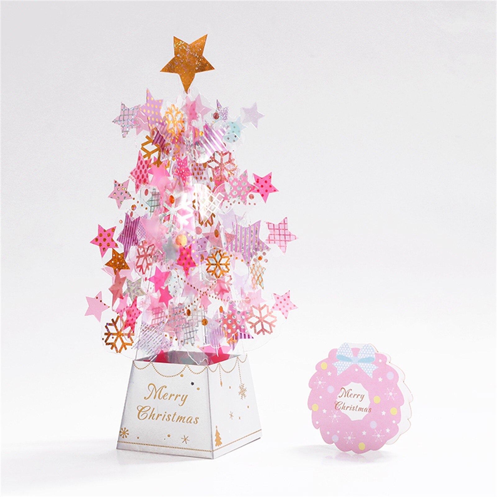 Christmas Greeting card three-dimensional 3D Handmade Card Year And Thanksgiving Thank You Card Christmas Decoration: Pink