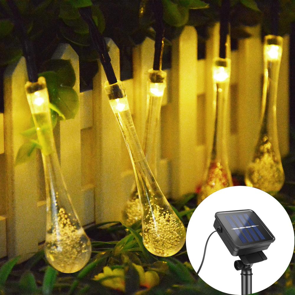 Solar Lamp LED Bulb String Lights Outdoor Crystal Ball Clear Globe Girlanda 20m 5m 6m Garden Decoration patio lights