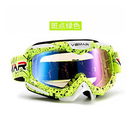 Vemar herre motocross briller moto motorcykel briller hjelm off-road motocross briller dirt bike atv mx bmx dh mtb briller: Grønne pletter