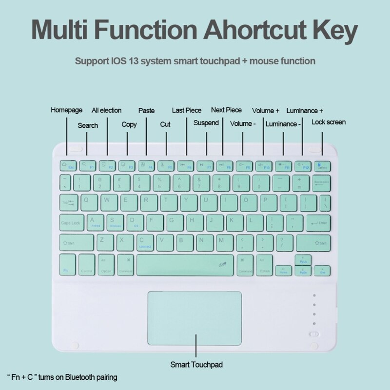 Wireless Bluetooth Keyboard with Touchpad USB Rechargeable Built-in Multi-Touch for PC Laptop Mobile Phone