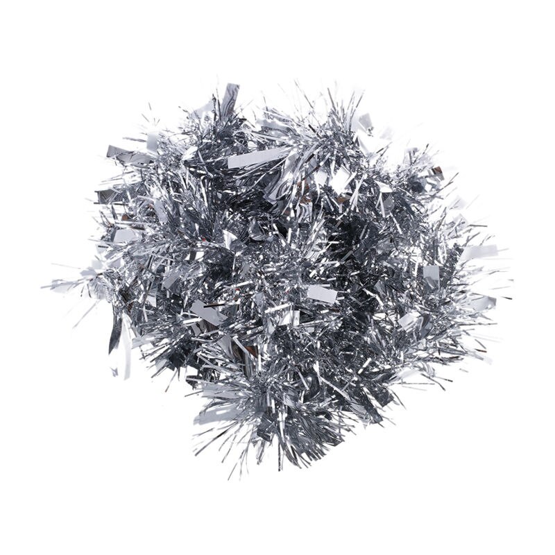 2m (6.5ft) Deluxe Thick Chunky Wide Silver Shiny Christmas Tree Tinsel Garland with Embossing Decoration