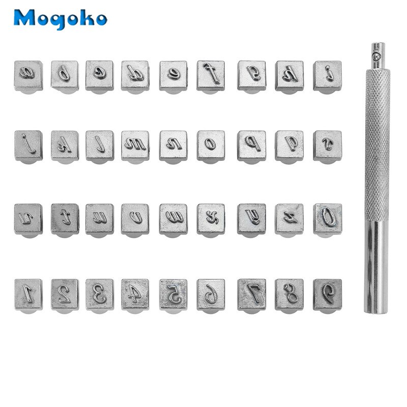 Mogoko Neue 26 Buchstaben Alphabet & 10 Zahlen Aufgedruckt Metall Leder Stanzen Werkzeuge für Leder Gürtel Tasche Hütte Schuhe Handwerk kennzeichnung