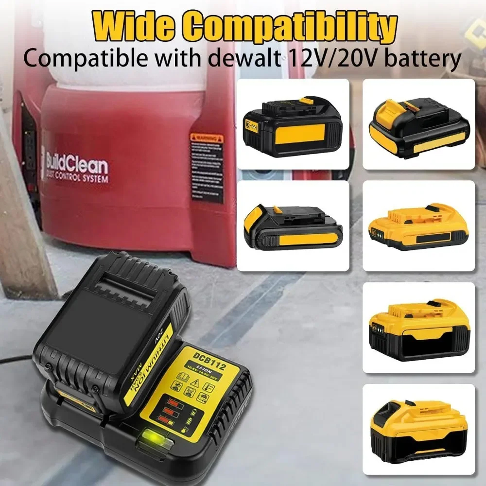 DCB112 for Dewalt Battery Charger Replacement for Dewalt 12V 20V Lithium-Ion Battery DCB205 DCB112 DCB201 DCB200 DCB612 DCB609