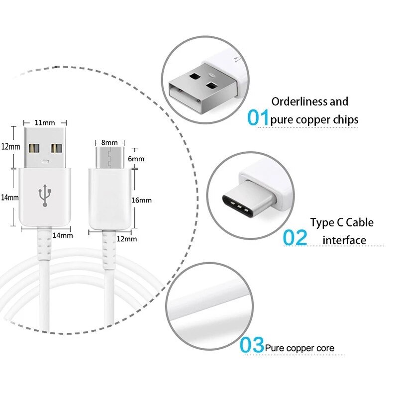 Fast Charger Usb C Kabel Voor Samsung Galaxy Z Flip2 3 S22 21 20 11 10 9 A90 82 80 72 71 70 60 52 51 50 42 40 32 21 20 12 Cabo