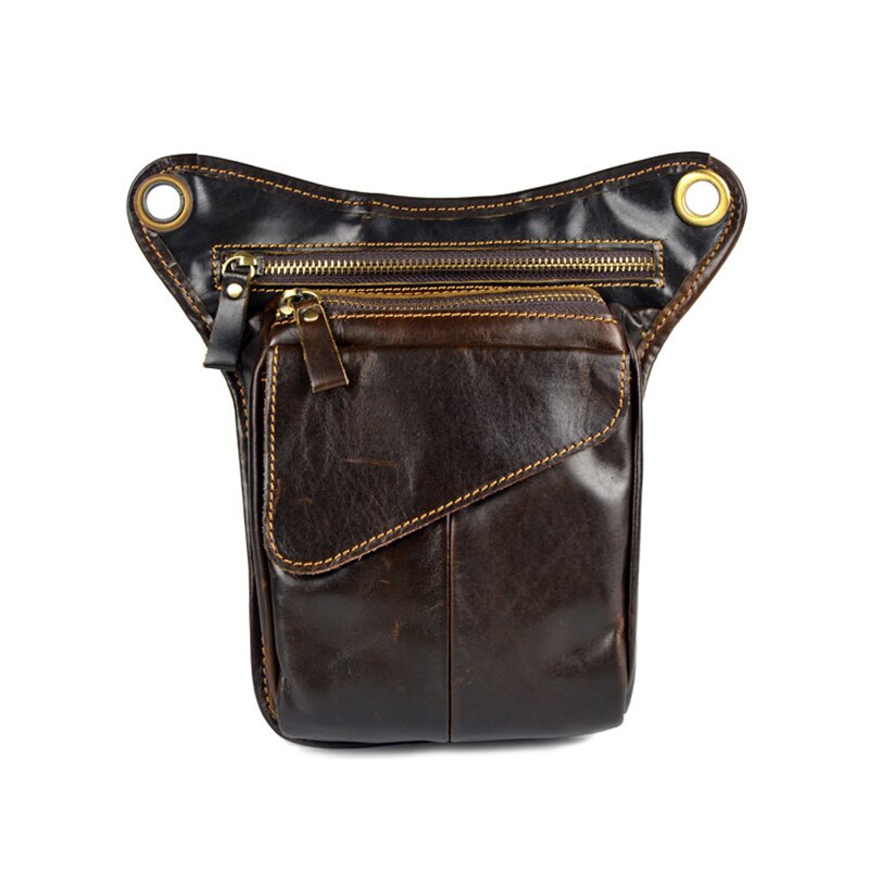 Bolso de pierna de cuero Vintage para hombre y mujer, riñonera de cintura y muslo para exteriores, ZJ55