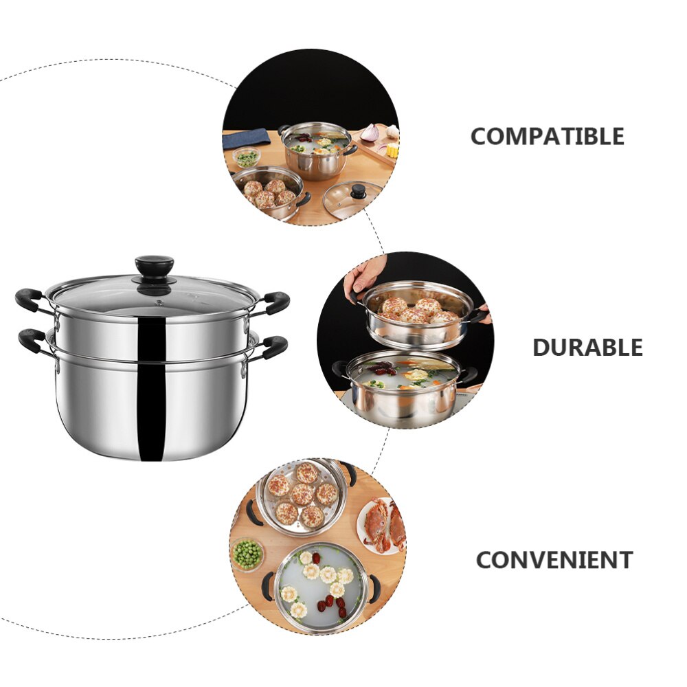 Stainless Steel Stock Pot Practical Household Kitchen Food Cooking Steam Pot