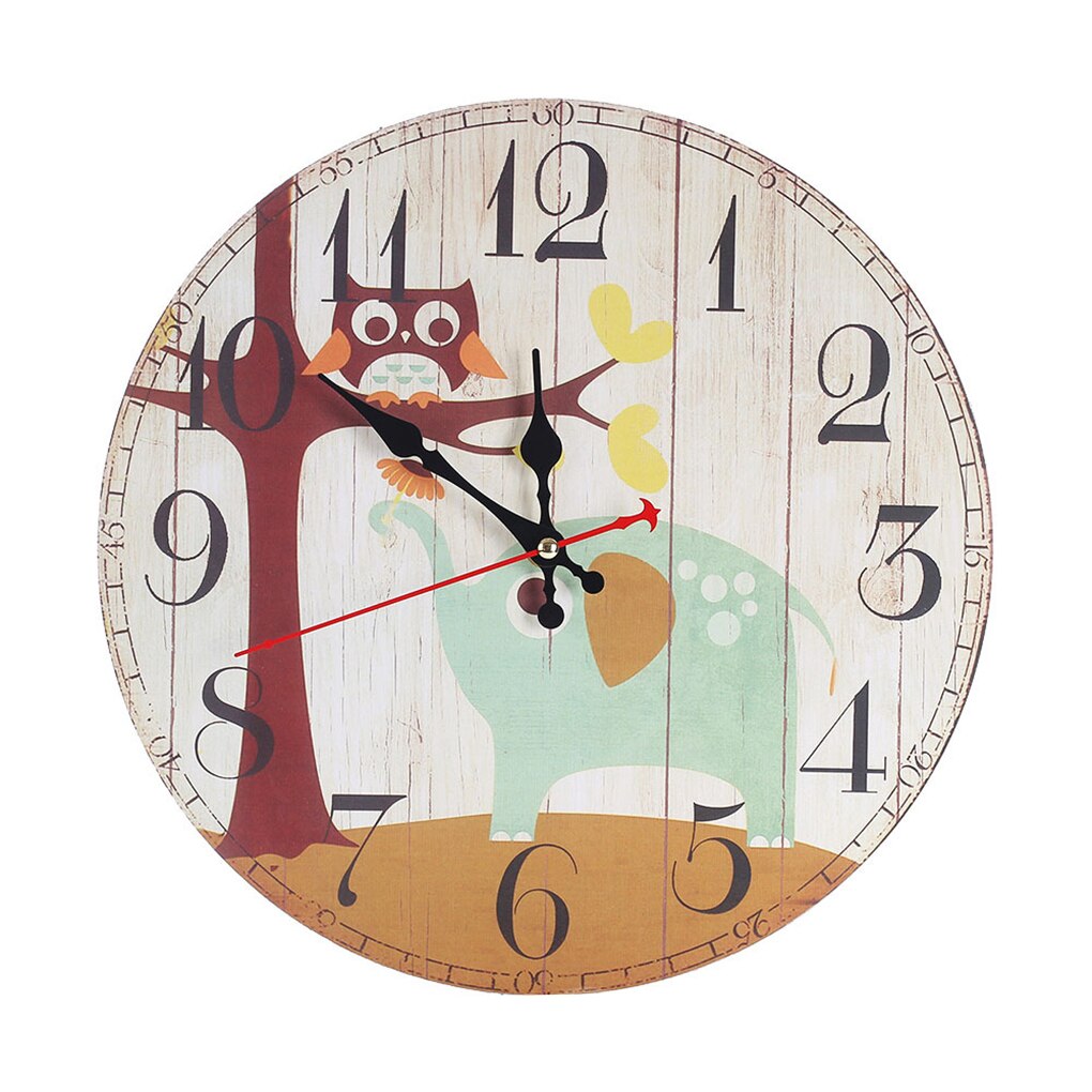30cm Retro Round Bedroom Living Room Digital Dial Mute Wall Clock Imitative Wood Hanging Clock: NO3