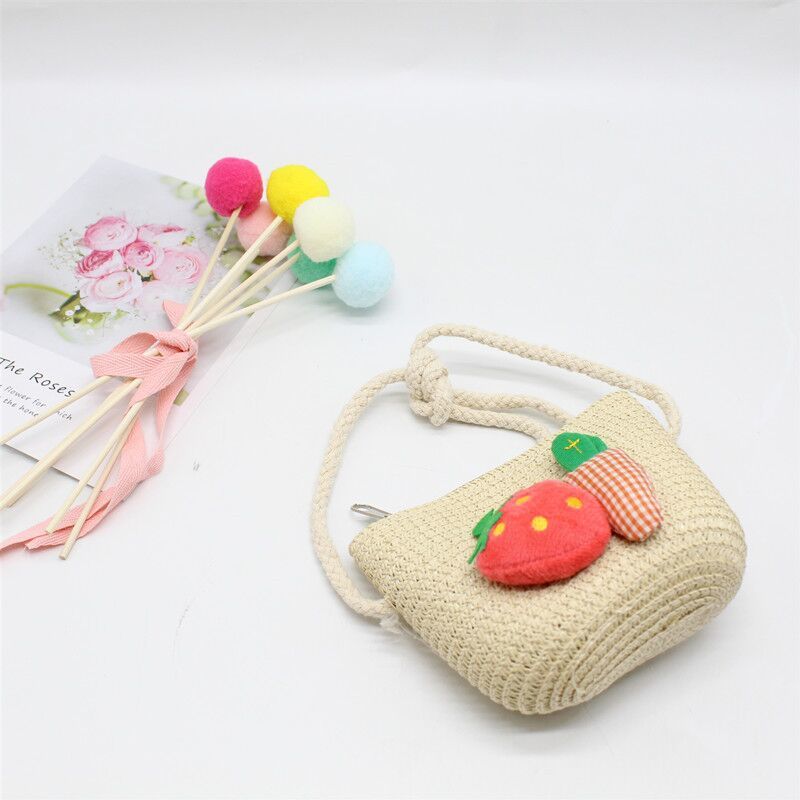 Handgemachte Sommer Kinder Mädchen Schulter Tasche Daisy Blume Stroh Umhängetasche Kinder Schlüssel Geldbörse Nette Prinzessin Mini Handtasche: Style 5