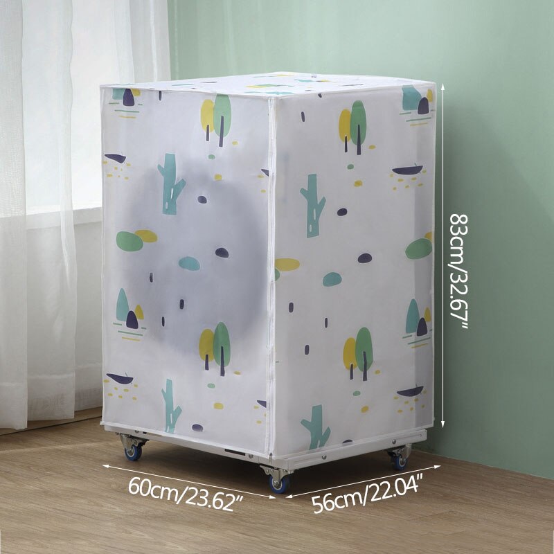 Funda Simple PEVA impermeable para lavadora, cubierta de protección solar, Organización del hogar con cremallera: Front opening