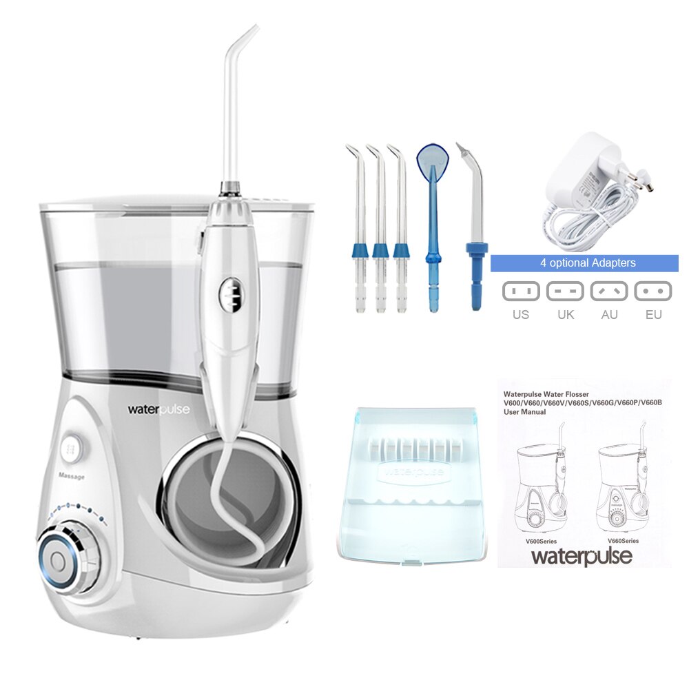 Waterpulse V660 12 pression Oral dentaire Flosser irrigateur V660 eau Pick avec 5 buses outils d'hygiène buccale Irrigation orale: LES USA