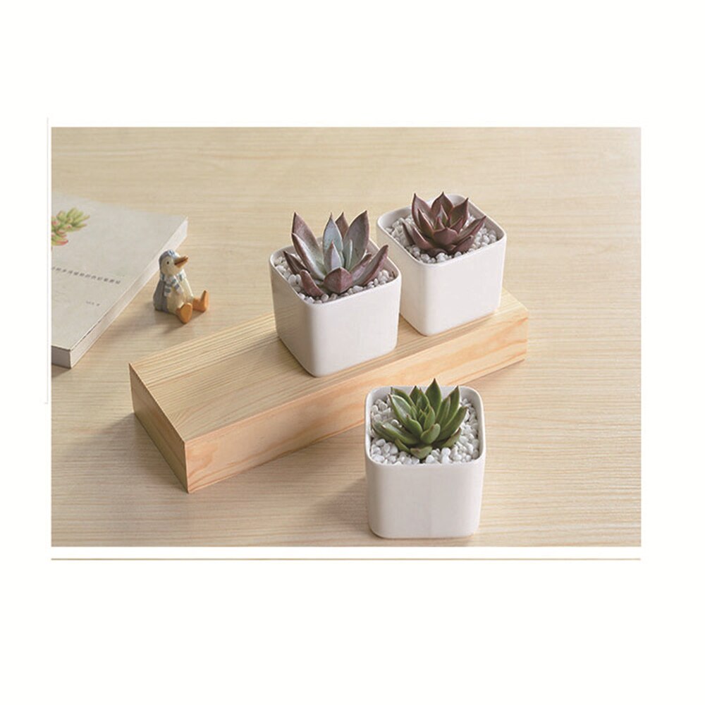3 Grid Wooden Vintage Wood Garden Flower Planter Succulent Pot Rectangle Trough Box Plant Bed