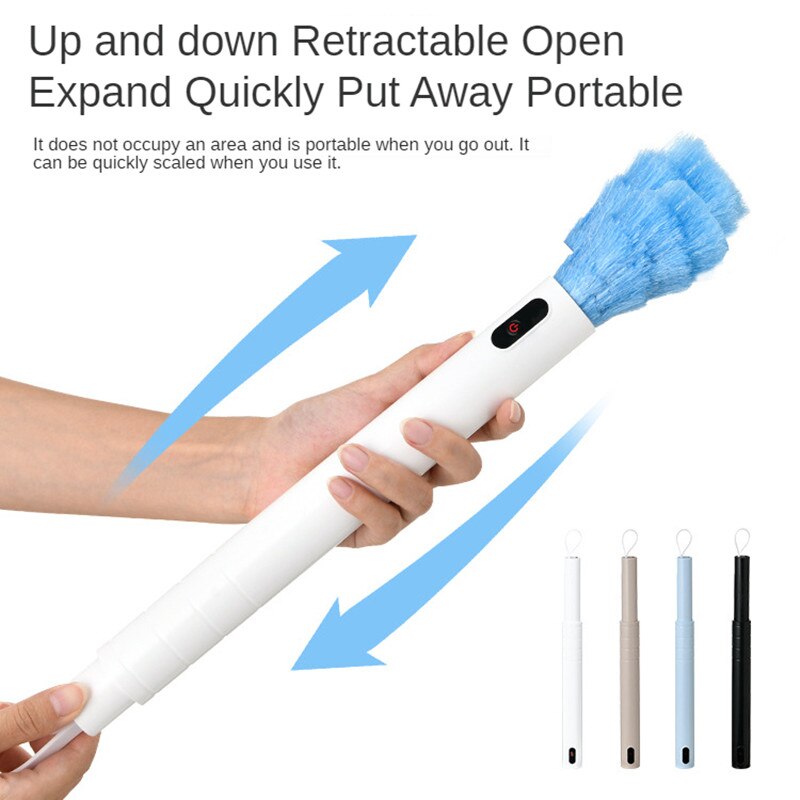 Plumeau électrique Portable, rechargeable, réglable, aspirateur domestique à 360 °, brosse instantanée en microfibre avec plumes, outil d&#39;élimination de la poussière